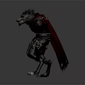 Game Fantasy Wolf Headed Humanoid Warrior Character With Ornate Armor And Red Cloak
