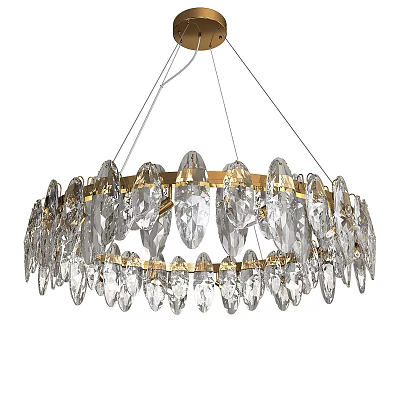 Elegant Crystal Chandelier With Gold Frame And Transparent Hanging Crystals 3d model