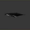 Dark Whale Model Featuring White Underbelly Placed On Reflective Black Surface 3d model