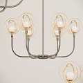 Modern Metal Chandelier With Circular Ring Frames And Illuminated Globe Light Fixtures