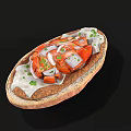 Open Faced Sandwich with Fresh Tomato Sour Cream Parsley and White Onion on Toast
