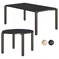 Simple Modern Coffee Table With Wooden Round And Rectangular Tops And Slim Legs 3d model