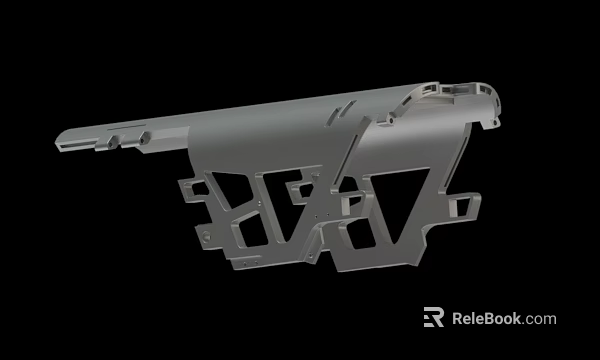 Gray Metal Structural Component With Holes And Slots For Industrial Machinery 3d model 