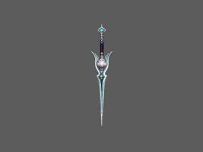 Ornate Decorative Sword With Crystal Embellished Hilt And Sharp Blade Design 3d model