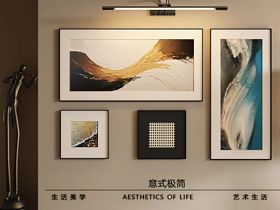 Italian Minimalist Wall Frames With Diverse Artwork For Life Aesthetics Home Decor 3d model