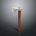 Classic Axe Weapon Design With Metal Head And Polished Wooden Handle