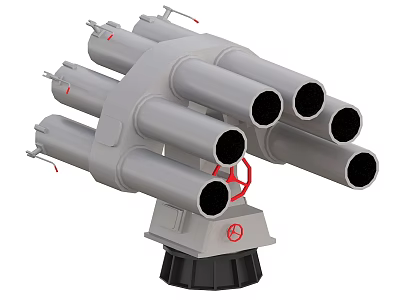 Military Weapon System With Multiple Cylindrical Launch Tubes And Stable Base Structure 3d model