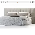 Modern Double Bed With Padded Headboard Soft Quilt And Wooden Nightstand