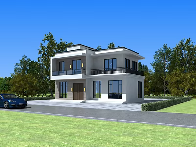 Modern single-family villa on the second floor 3d model