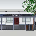 Charming Garden With Tree Porch Red Door And White House Windows