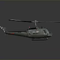 Green Military Helicopter Model With Blue Rotor Blades Landing Gear And Red Accents