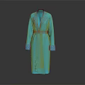 Stylish Blue Long Coat With Belted Waist And Cuffed Sleeves Design