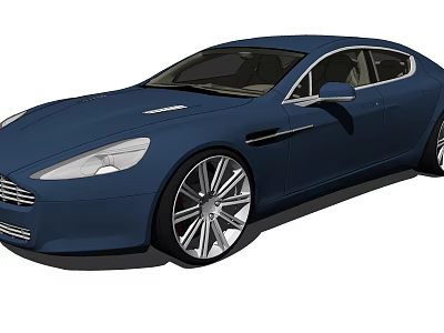 Blue Luxury Sports Sedan With Sleek Body Design And Large Alloy Wheels 3d model