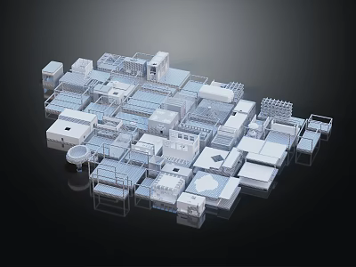 Modern Industrial Factory Layout With Multiple Building Models And Structural Facilities 3d model