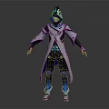 Futuristic Sci Fi Character in Tech Inspired Outfit With Hooded Coat and Glowing Blue Accents