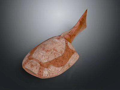 Brown Textured Flat Ray Fish With Long Tail And Detailed Skin Pattern 3d model