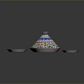 Artistic Sculpted Decorative Set With Colorful Intricate Patterns On Ceramic Plates And Lid