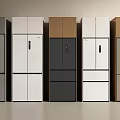 Modern Refrigerators With Different Colors And Styles Arranged In Row For Kitchen
