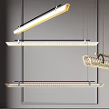 Modern Linear Pendant Lights With LED Strips And Metal Frame Design 3d model