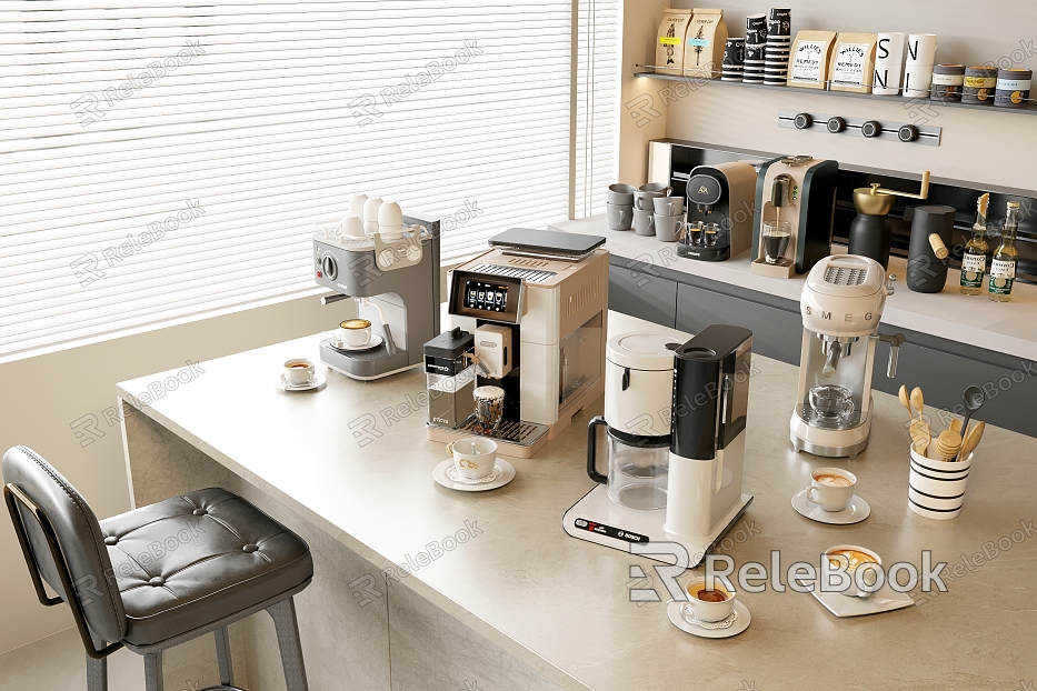 Coffee Machine Grinder Water Dispenser Coffee Cup Bagged Coffee Bean Bar Bar Chair Household Appliances model