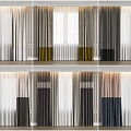 Modern simple curtain fabric curtain milk tea curtain gray curtain color matching curtain 3d model