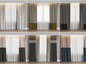 Modern simple curtain fabric curtain milk tea curtain gray curtain color matching curtain 3d model