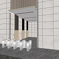 Modern Elevator Hallway Design With White Stone Walls Wooden Ceiling Accents And Sleek Entryway Finishes
