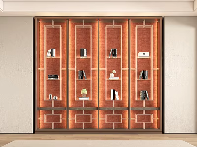 Elegant Modern Decorative Cabinet With Multiple Shelves Books And Ornaments 3d model