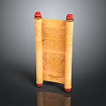 Traditional Scroll As Daily Life Item With Red Decorative Ends And Yellow Body