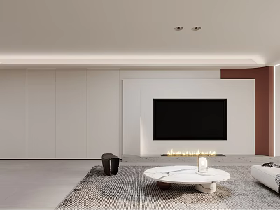 Modern Dining and Living Room Interior Design With Open Concept TV Wall And Sofa 3d model