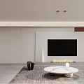 Modern Dining and Living Room Interior Design With Open Concept TV Wall And Sofa