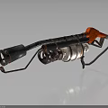 Vintage Rustic Metal Weapon With Red Component And Pipe Mechanical Design Structure 3d model