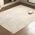 Light Beige Textured Square Rug in Living Room with Wood Floor Fireplace Plant and Books
