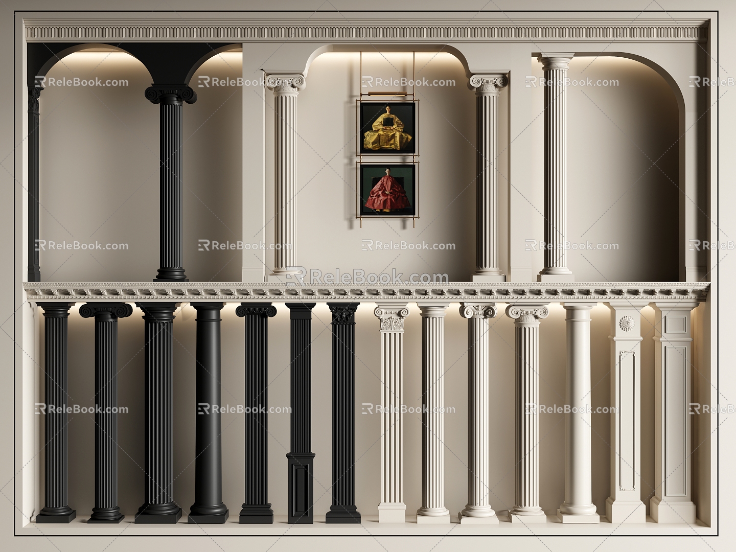 European style column Roman column gypsum column gypsum line door cover pass 3d model