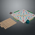 Household Board Game Set With Wooden Letter Tiles Blue Container And Game Board