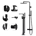 Modern Black Bathroom Faucet with Handheld Shower Various Components and Parts