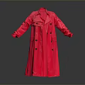 Stylish Red Long Trench Coat With Double Breasted Open Front As Daily Life Clothing Essential