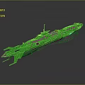 Green Sci-Fi Ship Model Featuring Futuristic Streamlined Structure Detailed Antennas And Propulsion Systems 3d model