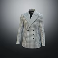Stylish Checkered Double Breasted Coat With Classic Lapel And Fitted Design