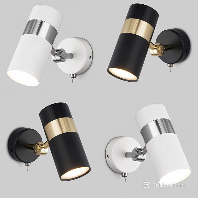Modern Wall Lamps With Black White Gold Metal Accents And Wall Mounted Design 3d model 
