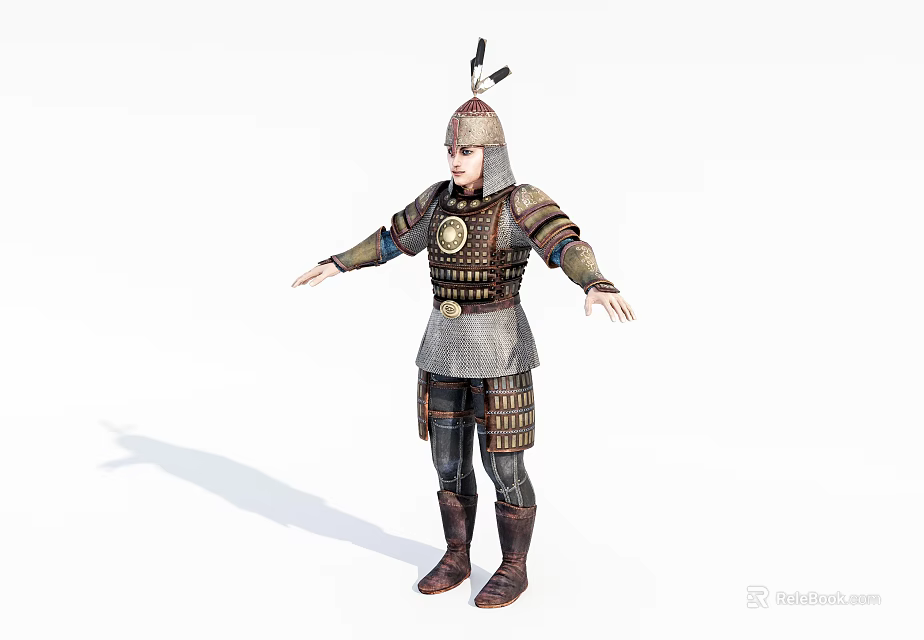 Game Movie Character In Decorative Armor With Helmet Metal Chest Plate And Leather Details 3d model 