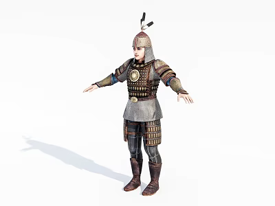 Game Movie Character In Decorative Armor With Helmet Metal Chest Plate And Leather Details 3d model