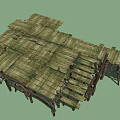 Rustic Elevated Wooden Platform With Weathered Planks And Support Beams