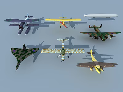 Various Fighter Jets With Diverse Camouflage Patterns And Retro Designs 3d model
