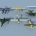 Various Fighter Jets With Diverse Camouflage Patterns And Retro Designs