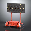 Mobile Lighting Equipment With Red Cart Black Panel And Yellow Bulbs