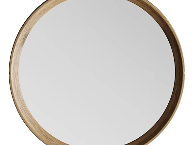 Round Wooden Frame Mirror For Modern Home Decor And Interior Design 3d model