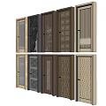 Swing Doors With Various Decorative Patterns And Glass Panel Designs 3d model