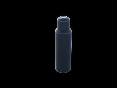 Dark Gray Cylindrical Bottle With Secure Cap On Black Background 3d model