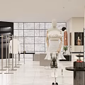 Modern Clothing Store Interior With Mannequins Display Racks And Stylish Apparel